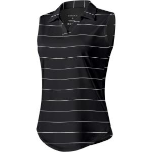 imageG Gradual Sleeveless Golf Shirts for Women Collared V Neck Tennis Tank Top Cooling Polo UPF 50 Quick Dry LightweightBlack Stripe
