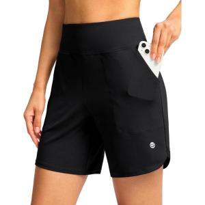 imageG Gradual Womens Athletic Shorts 6 High Waisted Stretchy Bermuda Shorts for Women Quick Dry Summer Casual ShortsBlack