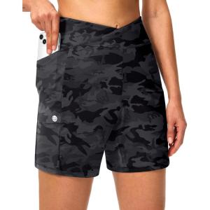 imageG Gradual Womens Athletic Shorts 6 High Waisted Stretchy Bermuda Shorts for Women Quick Dry Summer Casual ShortsBlack Camo