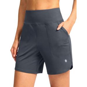 imageG Gradual Womens Athletic Shorts 6 High Waisted Stretchy Bermuda Shorts for Women Quick Dry Summer Casual ShortsDark Grey
