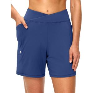 imageG Gradual Womens Athletic Shorts 6 High Waisted Stretchy Bermuda Shorts for Women Quick Dry Summer Casual ShortsDeep Cobalt Blue
