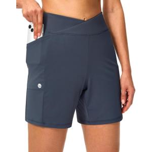 imageG Gradual Womens Athletic Shorts 6 High Waisted Stretchy Bermuda Shorts for Women Quick Dry Summer Casual ShortsStone Blue