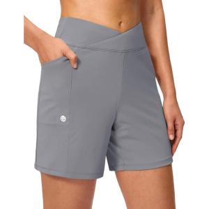 imageG Gradual Womens Athletic Shorts 6 High Waisted Stretchy Bermuda Shorts for Women Quick Dry Summer Casual ShortsTwilight Grey