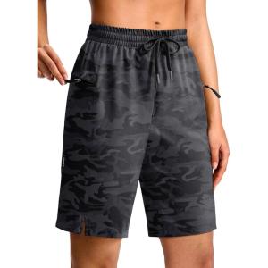imageG Gradual Womens Hiking Shorts 2 Zipper Pockets Quick Dry Lightweight 9 Bermuda Cargo Shorts Water Resistant Athletic WalkBlack Camo