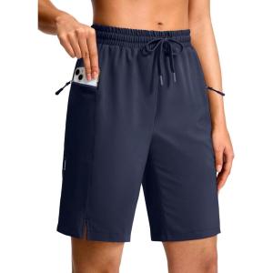 imageG Gradual Womens Hiking Shorts 2 Zipper Pockets Quick Dry Lightweight 9 Bermuda Cargo Shorts Water Resistant Athletic WalkDark Navy