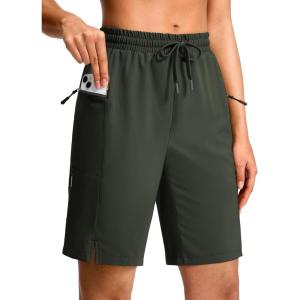 imageG Gradual Womens Hiking Shorts 2 Zipper Pockets Quick Dry Lightweight 9 Bermuda Cargo Shorts Water Resistant Athletic WalkDark Olive