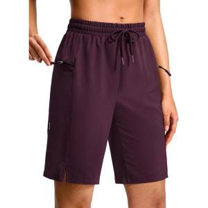 imageG Gradual Womens Hiking Shorts 2 Zipper Pockets Quick Dry Lightweight 9 Bermuda Cargo Shorts Water Resistant Athletic WalkDark Wine