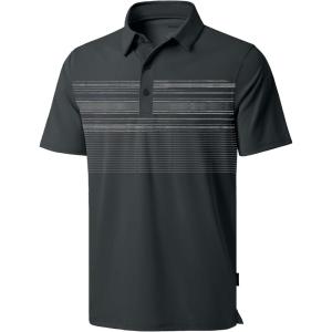 imageMens Golf Shirts Dry Fit Moisture Wicking Performance Short Sleeve Collared Polo Shirts for Casual Athletic BusinessDeep Grey Stripes