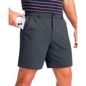 imageMens Golf Shorts 7 9 11 Inseam with 5 Pockets Lightweight Stretch Quick Dry Casual Dress Hybrid Short for MenIron Grey