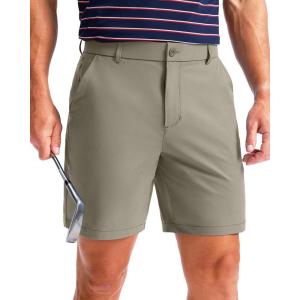 imageMens Golf Shorts 7 9 11 Inseam with 5 Pockets Lightweight Stretch Quick Dry Casual Dress Hybrid Short for MenStone Grey