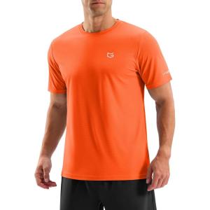 imageMens Workout Breathable Grid TShirts Dry Fit UPF 50 Sun Shirts Lightweight Cooling Tee for Athletic Running HikingFluorescent Orange