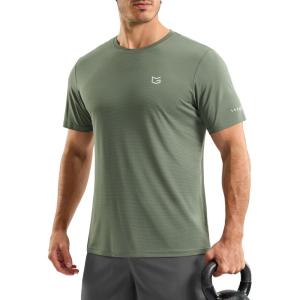 imageMens Workout Breathable Grid TShirts Dry Fit UPF 50 Sun Shirts Lightweight Cooling Tee for Athletic Running HikingGrey Green