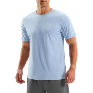 imageMens Workout Breathable Grid TShirts Dry Fit UPF 50 Sun Shirts Lightweight Cooling Tee for Athletic Running HikingLight Blue