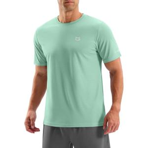 imageMens Workout Breathable Grid TShirts Dry Fit UPF 50 Sun Shirts Lightweight Cooling Tee for Athletic Running HikingLight Pea Green