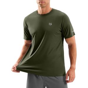 imageMens Workout Breathable Grid TShirts Dry Fit UPF 50 Sun Shirts Lightweight Cooling Tee for Athletic Running HikingOlive