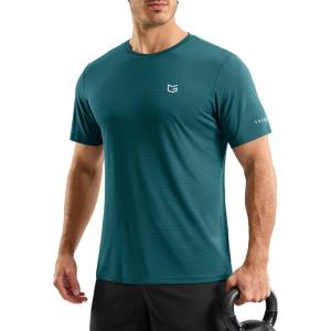 imageMens Workout Breathable Grid TShirts Dry Fit UPF 50 Sun Shirts Lightweight Cooling Tee for Athletic Running HikingPeacock Green