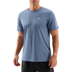 imageMens Workout Breathable Grid TShirts Dry Fit UPF 50 Sun Shirts Lightweight Cooling Tee for Athletic Running HikingSlate Blue