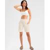 imageG Gradual Womens High Waisted 9 Bermuda Shorts with Zipper Pockets Athletic Workout Long Shorts for Women Knee LengthBeige