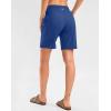 imageG Gradual Womens High Waisted 9 Bermuda Shorts with Zipper Pockets Athletic Workout Long Shorts for Women Knee LengthBlue