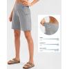 imageG Gradual Womens High Waisted 9 Bermuda Shorts with Zipper Pockets Athletic Workout Long Shorts for Women Knee LengthBright Grey