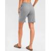 imageG Gradual Womens High Waisted 9 Bermuda Shorts with Zipper Pockets Athletic Workout Long Shorts for Women Knee LengthBright Grey
