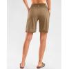 imageG Gradual Womens High Waisted 9 Bermuda Shorts with Zipper Pockets Athletic Workout Long Shorts for Women Knee LengthBronze Green