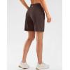 imageG Gradual Womens High Waisted 9 Bermuda Shorts with Zipper Pockets Athletic Workout Long Shorts for Women Knee LengthBrown