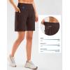 imageG Gradual Womens High Waisted 9 Bermuda Shorts with Zipper Pockets Athletic Workout Long Shorts for Women Knee LengthBrown