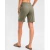 imageG Gradual Womens High Waisted 9 Bermuda Shorts with Zipper Pockets Athletic Workout Long Shorts for Women Knee LengthDark Khaki