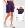 imageG Gradual Womens High Waisted 9 Bermuda Shorts with Zipper Pockets Athletic Workout Long Shorts for Women Knee LengthDark Purple