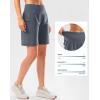 imageG Gradual Womens High Waisted 9 Bermuda Shorts with Zipper Pockets Athletic Workout Long Shorts for Women Knee LengthDusty Blue