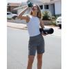 imageG Gradual Womens High Waisted 9 Bermuda Shorts with Zipper Pockets Athletic Workout Long Shorts for Women Knee LengthDusty Blue