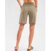 imageG Gradual Womens High Waisted 9 Bermuda Shorts with Zipper Pockets Athletic Workout Long Shorts for Women Knee LengthKhaki