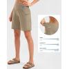 imageG Gradual Womens High Waisted 9 Bermuda Shorts with Zipper Pockets Athletic Workout Long Shorts for Women Knee LengthKhaki