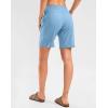 imageG Gradual Womens High Waisted 9 Bermuda Shorts with Zipper Pockets Athletic Workout Long Shorts for Women Knee LengthLight Blue