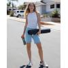 imageG Gradual Womens High Waisted 9 Bermuda Shorts with Zipper Pockets Athletic Workout Long Shorts for Women Knee LengthLight Blue