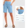 imageG Gradual Womens High Waisted 9 Bermuda Shorts with Zipper Pockets Athletic Workout Long Shorts for Women Knee LengthLight Blue
