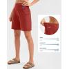 imageG Gradual Womens High Waisted 9 Bermuda Shorts with Zipper Pockets Athletic Workout Long Shorts for Women Knee LengthSavannah Red