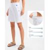 imageG Gradual Womens High Waisted 9 Bermuda Shorts with Zipper Pockets Athletic Workout Long Shorts for Women Knee LengthWhite