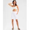 imageG Gradual Womens High Waisted 9 Bermuda Shorts with Zipper Pockets Athletic Workout Long Shorts for Women Knee LengthWhite
