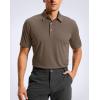 imageMens Golf Shirt Grid Lightweight Short Sleeve Dry Fit Moisture Wicking Performance Athletic Collared Polo Shirts for MenBrown