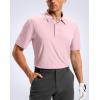 imageMens Golf Shirt Grid Lightweight Short Sleeve Dry Fit Moisture Wicking Performance Athletic Collared Polo Shirts for MenLight Pink