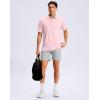 imageMens Golf Shirt Grid Lightweight Short Sleeve Dry Fit Moisture Wicking Performance Athletic Collared Polo Shirts for MenLight Pink