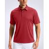 imageMens Golf Shirt Grid Lightweight Short Sleeve Dry Fit Moisture Wicking Performance Athletic Collared Polo Shirts for MenRed
