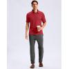 imageMens Golf Shirt Grid Lightweight Short Sleeve Dry Fit Moisture Wicking Performance Athletic Collared Polo Shirts for MenRed
