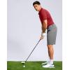 imageMens Golf Shirt Grid Lightweight Short Sleeve Dry Fit Moisture Wicking Performance Athletic Collared Polo Shirts for MenRed