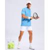 imageMens Golf Shirt Grid Lightweight Short Sleeve Dry Fit Moisture Wicking Performance Athletic Collared Polo Shirts for MenSky Blue