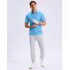 imageMens Golf Shirt Grid Lightweight Short Sleeve Dry Fit Moisture Wicking Performance Athletic Collared Polo Shirts for MenSky Blue
