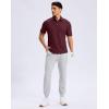 imageMens Golf Shirt Grid Lightweight Short Sleeve Dry Fit Moisture Wicking Performance Athletic Collared Polo Shirts for MenWine Red