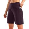 imageG Gradual Womens High Waisted 9 Bermuda Shorts with Zipper Pockets Athletic Workout Long Shorts for Women Knee LengthWine